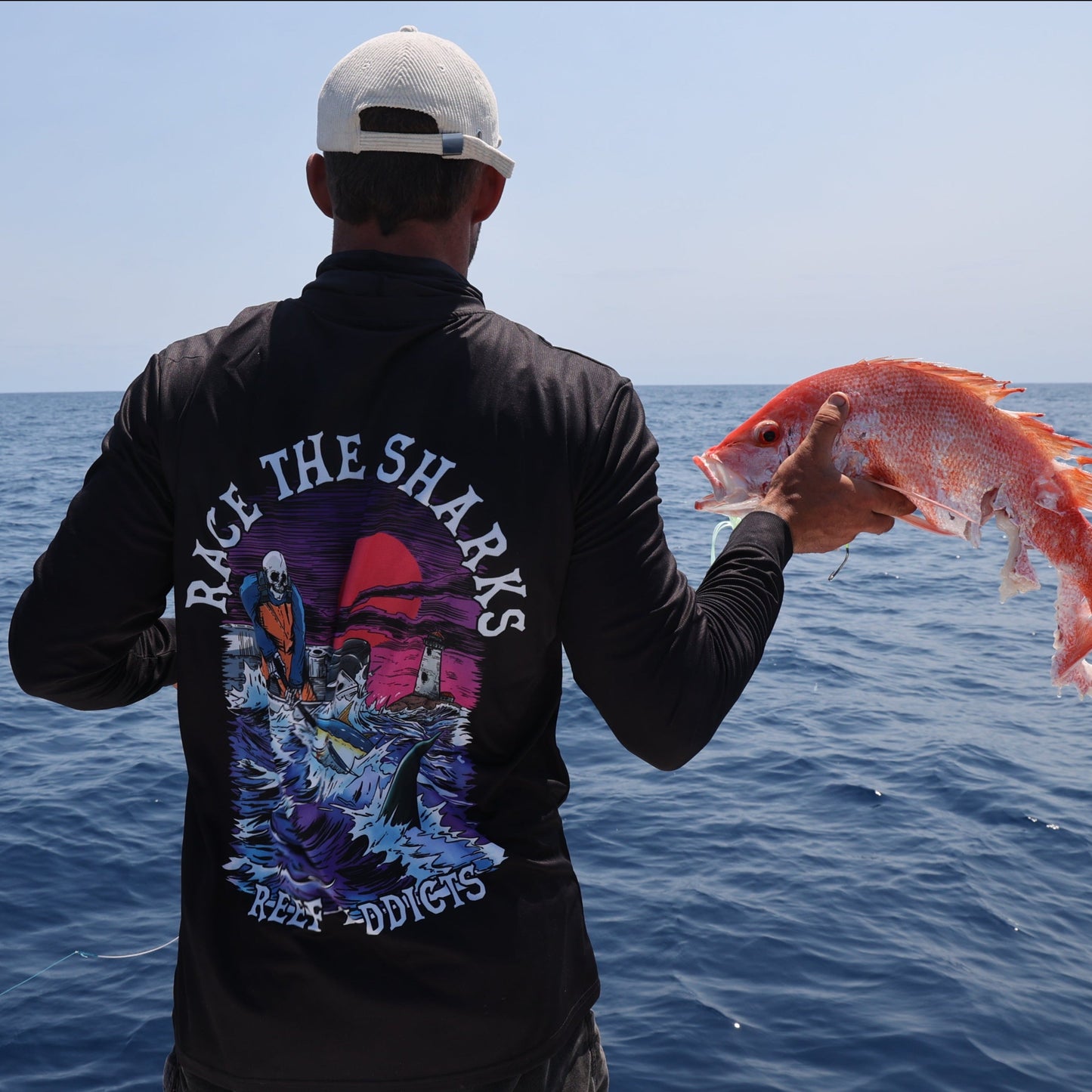 Race The Sharks Fishing Shirt